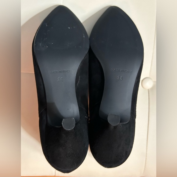 NWOT black Suede kitten ankle heel boots Italian Sz 38 - Picture 3 of 7